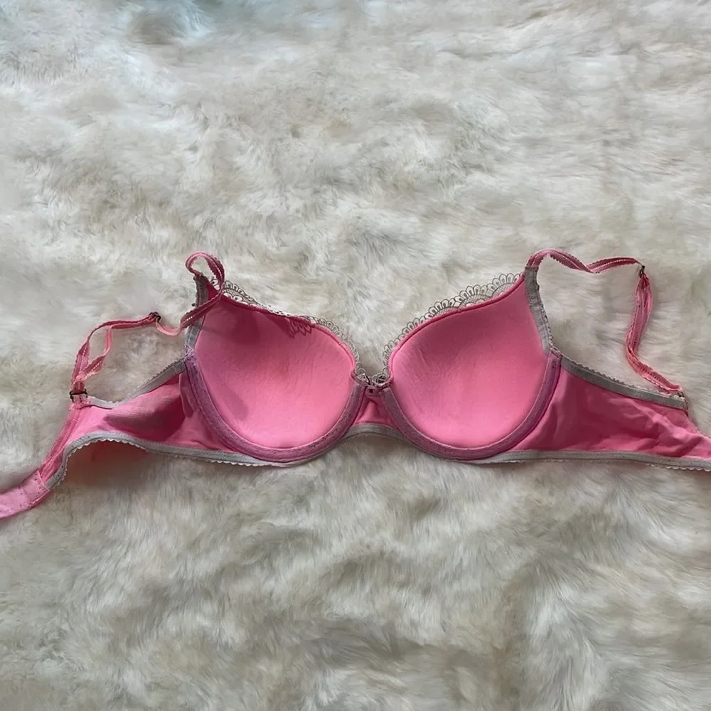 Victoria’s Secret Pink Lacey Lined Bra floral, black, pink white